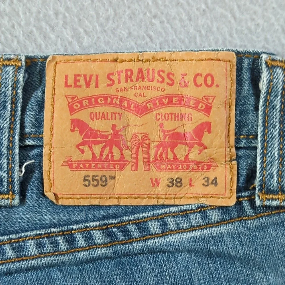 Levi's 559 Relaxed Straight Jeans Mens 38x34 Blue Medium Wash Denim 100% Cotton